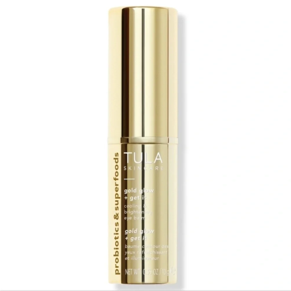 TULA GOLD GLOW+GET IT COOLING & BRIGHTENING EYE BALM.